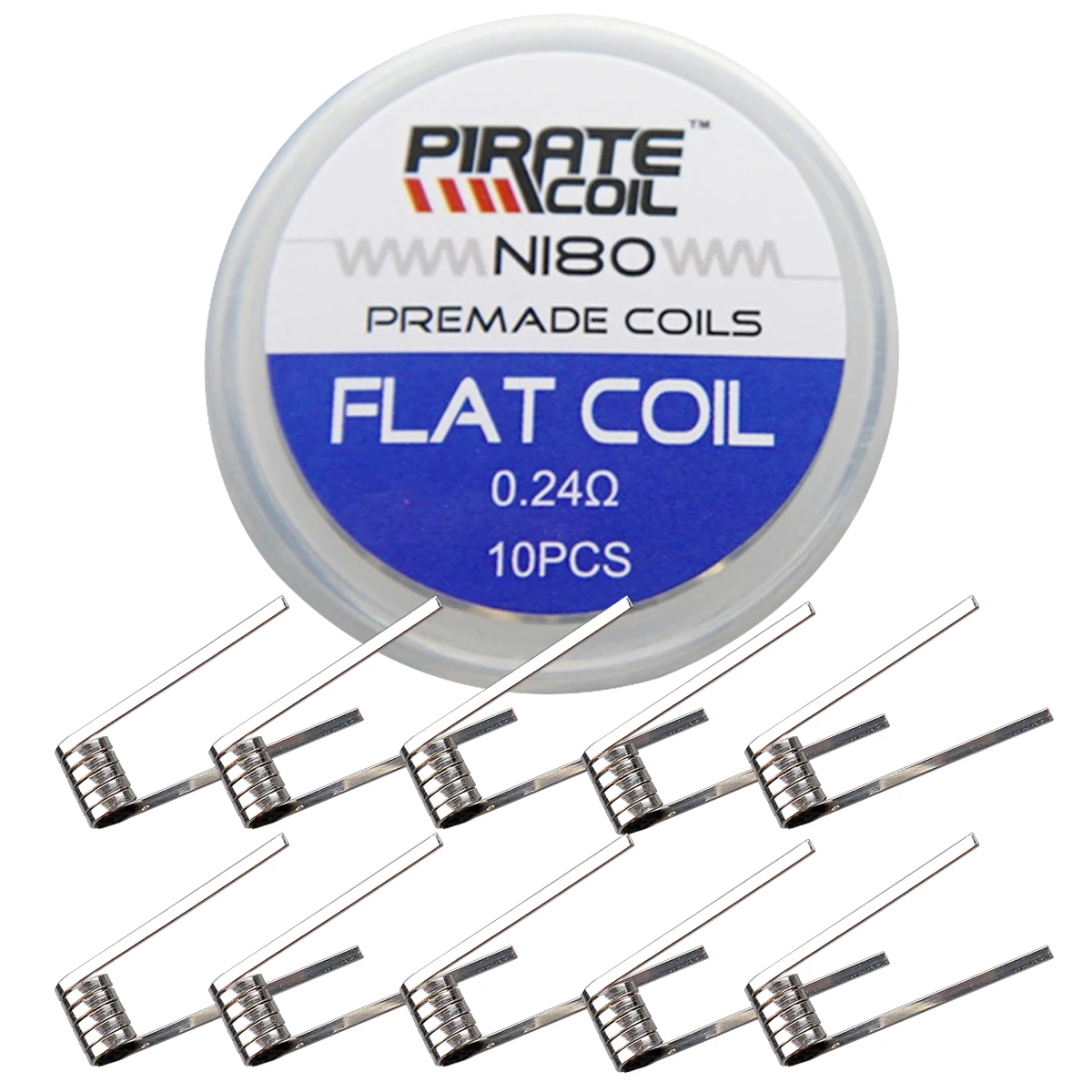 

PIRATE COIL 10 pcs NI80 Nickel Chrome Plate Pre Built Coil Packing Coils For Electronic Cigarette RDA RBA Atomizer Heating Rib