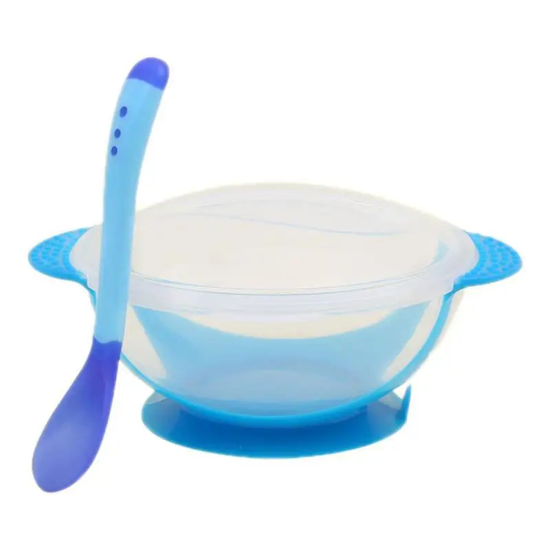 

Temperature Sensing Feeding Spoon Child Tableware Food Learning Dishes Service Plate/Tray Suction Cup Baby Dinnerware Set