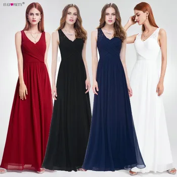 

Burgundy Dress For Bridesmaid Ever Pretty Elegant A Line V Neck Lace Long Dress For Wedding Party For Woman Vestido Damas Honor