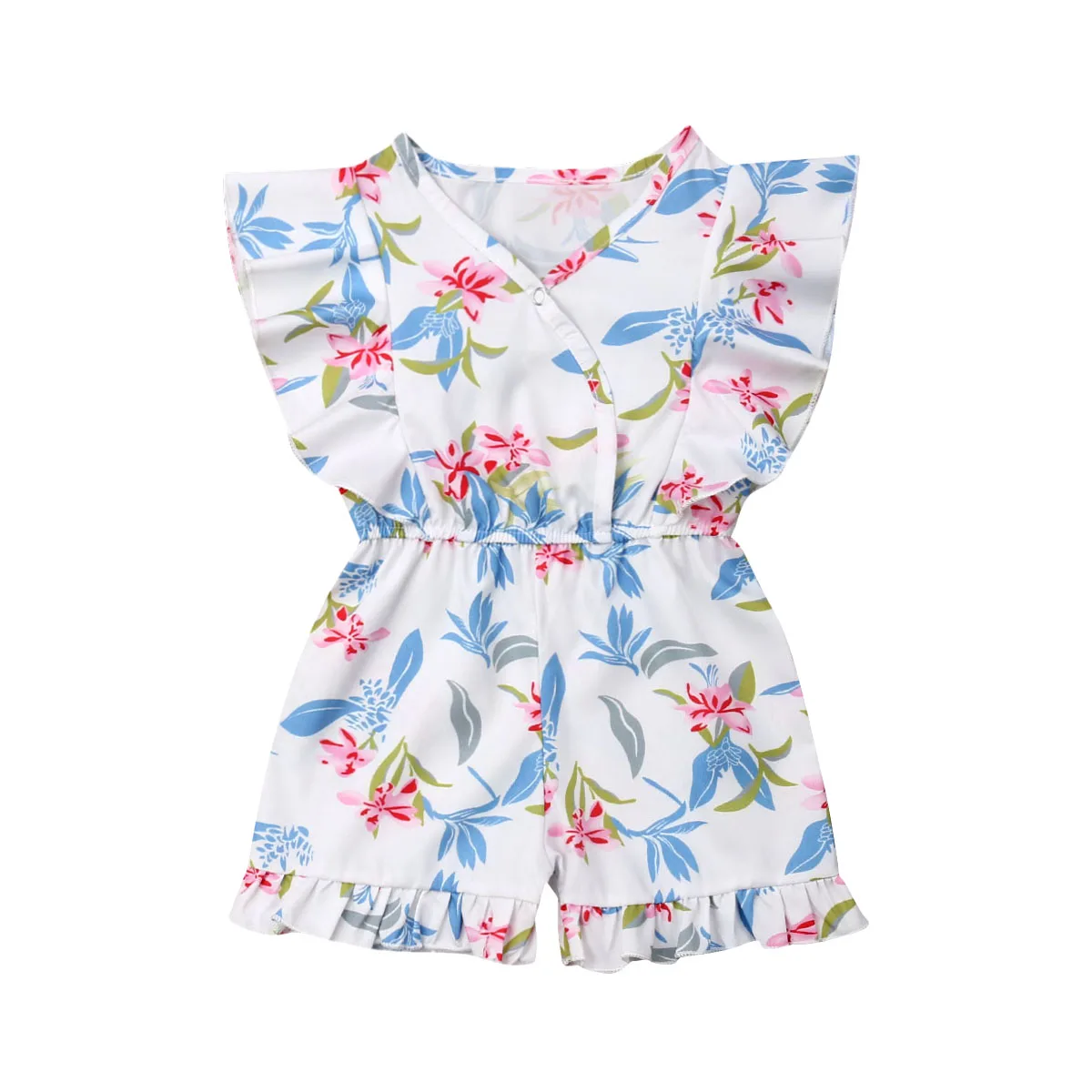 Emmababy Fashion Cute Romper Toddler Kids Baby Girls Floral One-Pieces Jumpsuit Ruffles Outfits Summer Clothes | Детская одежда и