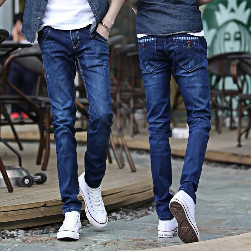Zollrfea Dropshipping USA Warehouse Men's Harem Jeans Washed Feet Shinny Denim leggings Pants Elastic Waist Pants CB0115