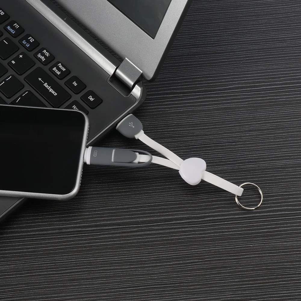 2 в 1 Синхронизация Micro USB IOS зарядное устройство кабель адаптер брелок кабель сердце Sahpe для iPhone samsung Аксессуары для телефонов Android