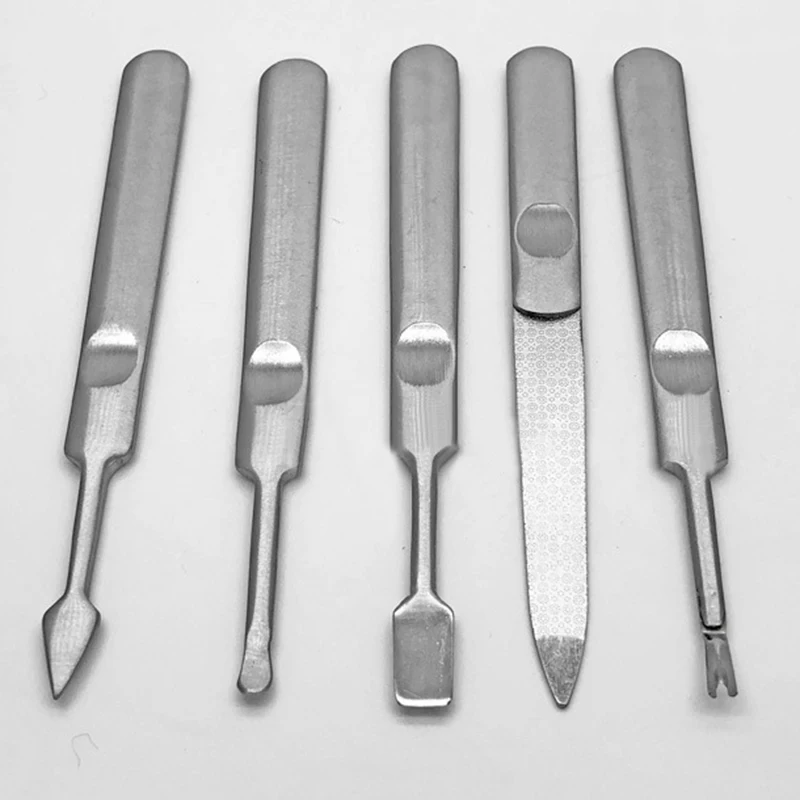 5pcs/Set Nail Cuticle Pusher Remover Stainless Steel Manicure Art Tool Set | Красота и здоровье