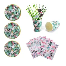 Jungle Party SUMMER Hawaiian Decorations Disposable Party Tableware Set Cup Plate Straws For Birthday Party Baby Shower Decor Jungle Party SUMMER Hawaiian Decorations Disposable Party Tableware Set Cup Plate Straws For Birthday Party Baby Shower Decor