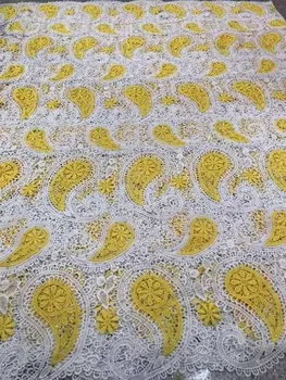 

New arrival african lace fabric High quality cord lace,guipure lace fabric / Multi colour water soluble lace fabric With Stones