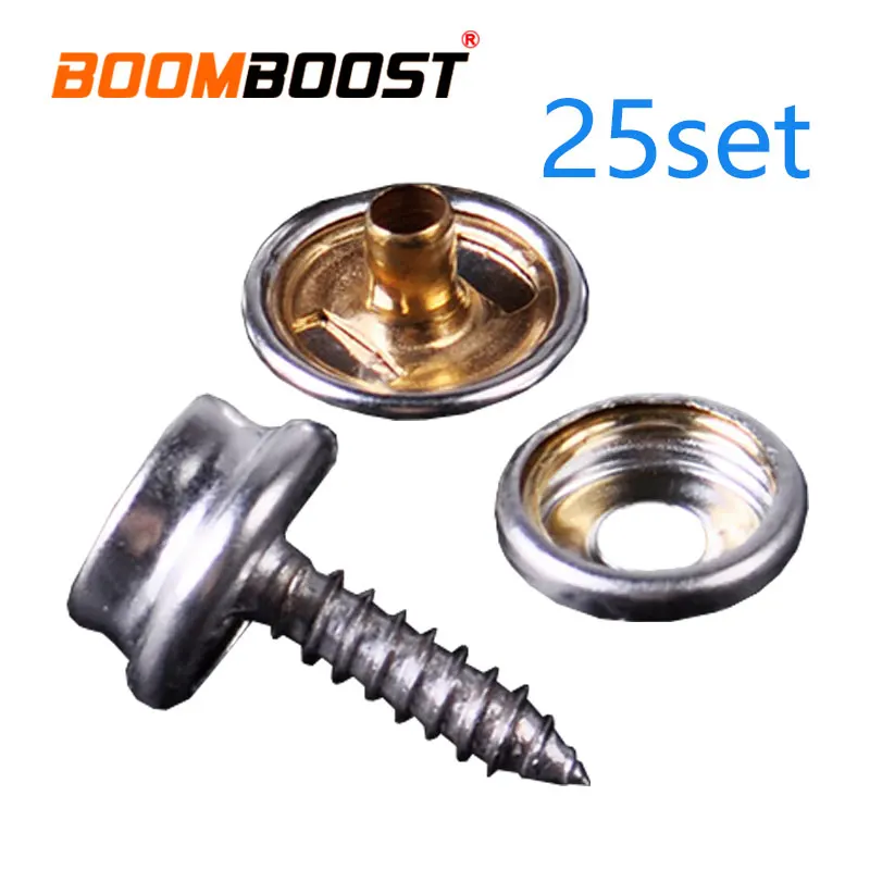 

Fit For Canvas Tent Canopy Studs Kit Stainless Steel Black/Sliver Fastener Sockets Boat Marine Snap Button 25Set Marine Cover