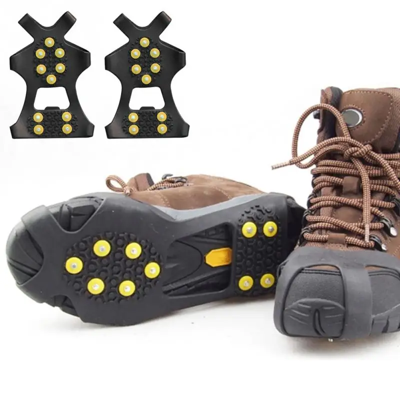 10 Stud S M L Universal Non Slip Snow Shoe Spikes Ice Grips Cleats ...