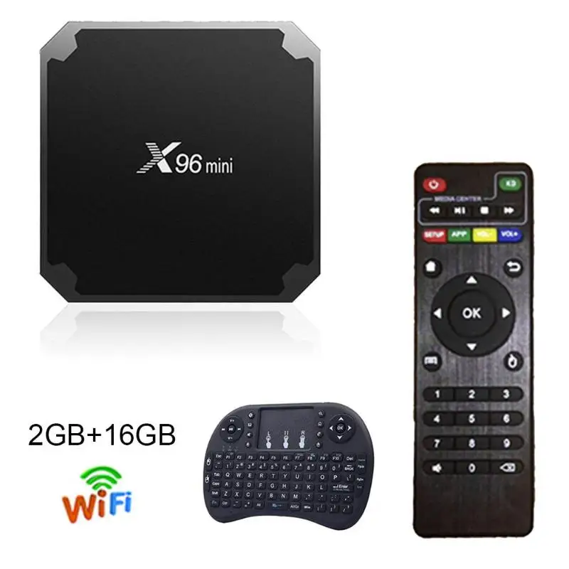 

X96 Mini Android 7.1 Smart TV Box 2G+16G Amlogic S905W Quad Core 2.4G WiFi Set Top Box+Air Mouse Keyboard Set Top Box Promotion