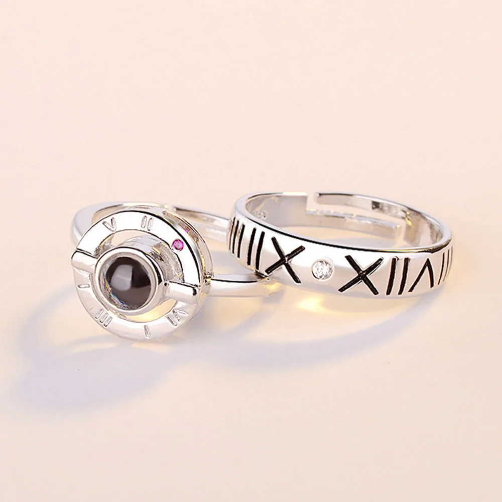 

100 Languages I Love You Rings for Women Men Engagement Wedding Band Paired Silver Color Female Ring Fashion Jewelry DDR036