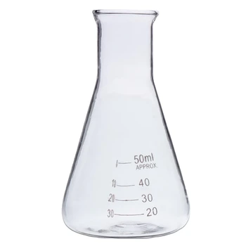 

Kicute Newest 50ml Transparent Scientific Clear Glass Erlenmeyer Flask Lab Teaching Supply Glassware Tool Laboratory Supplies