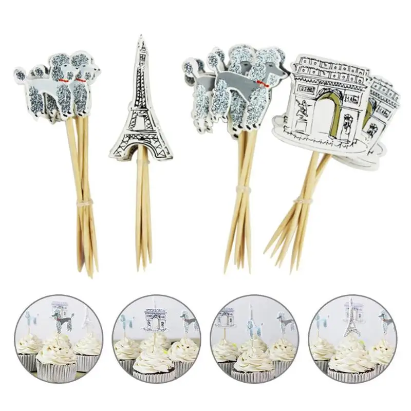 

24pcs ParisTower Cupcake Topper Pick Wedding Birthday Cupcake Topper Decorations Baby Shower Kids Birthday Party Favors