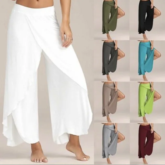 

Women Wide Leg Pants 2019 Spring Summer Casual Mid Waist Loose Long Trousers Solid Pant boho pantalon femme Plus Size S-5XL