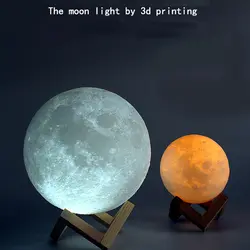 Перезаряжаемые 3D печать Луны лампы 2/3/7 цветов изменить сенсорный переключатель Спальня книжный шкаф ночник домашнего декора творческий