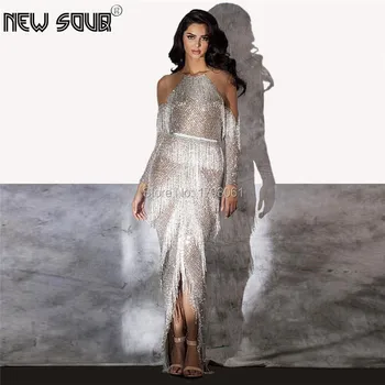 

Abendkleider Sparkly Dubai Prom Dresses With Tassel Formal Evening Dress Turkish Aibye Glitter Arabic Party Gowns Robe De Soiree