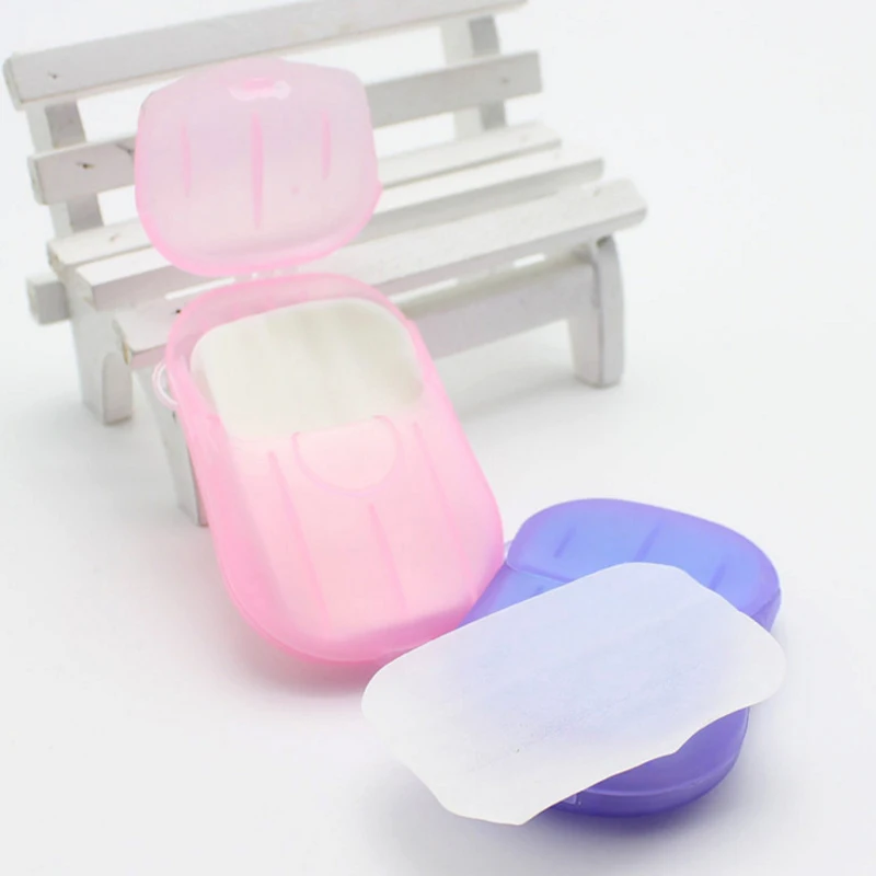 

2pcs Home Washing Hand Soap Paper Box Travel Scented Slice Sheets Foaming Box Soap Paper with Box Random Color Send