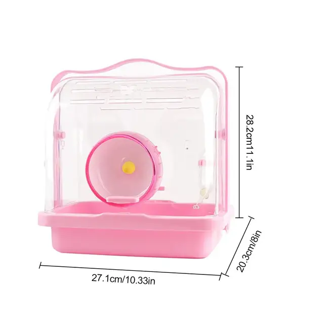 Hamster Cage House Portable Small Pet Guinea Pig Rabbit Outdoor Carrier Cage Habitat With Running Wheel Water Feeder Hamster Toy 5