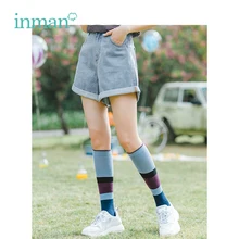 INMAN, лето, Новое поступление, высокая талия, тонкие, корейская мода, высокая талия, тонкие, повседневные, студенческие, все подходящие, свободные, женские, короткие штаны
