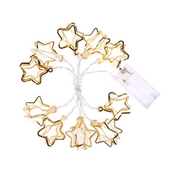 

1.1M 10 Led Gold Hollow Star Led String Light Mini Fairy Lights For Christmas Holiday Party Wedding Home Store Decor
