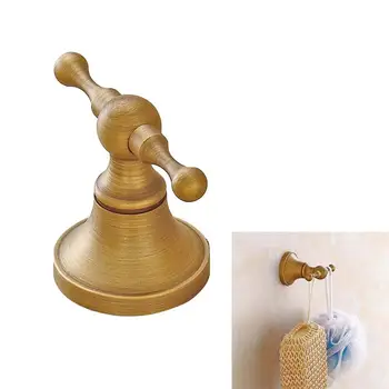 

OUNONA Retro Copper Double Robe Hook Towel Coat Wall Mount Hooks Clothes Hanger for Bathroom Kitchen