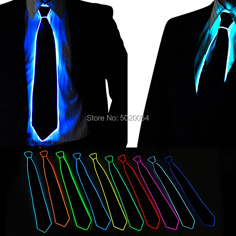 

Novelty Costume Accessories 10 colors Neon EL Wire Tie Men Women Light Up Flashing Tie Night Club Glowing Neck Tie