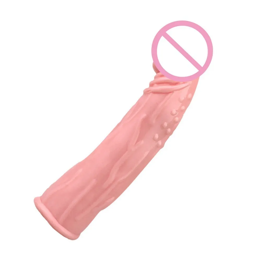 Male Penis Extender Dick Enlargement Realistic font b Dildo b font Reusable Condom Sleeve Silicone Sex