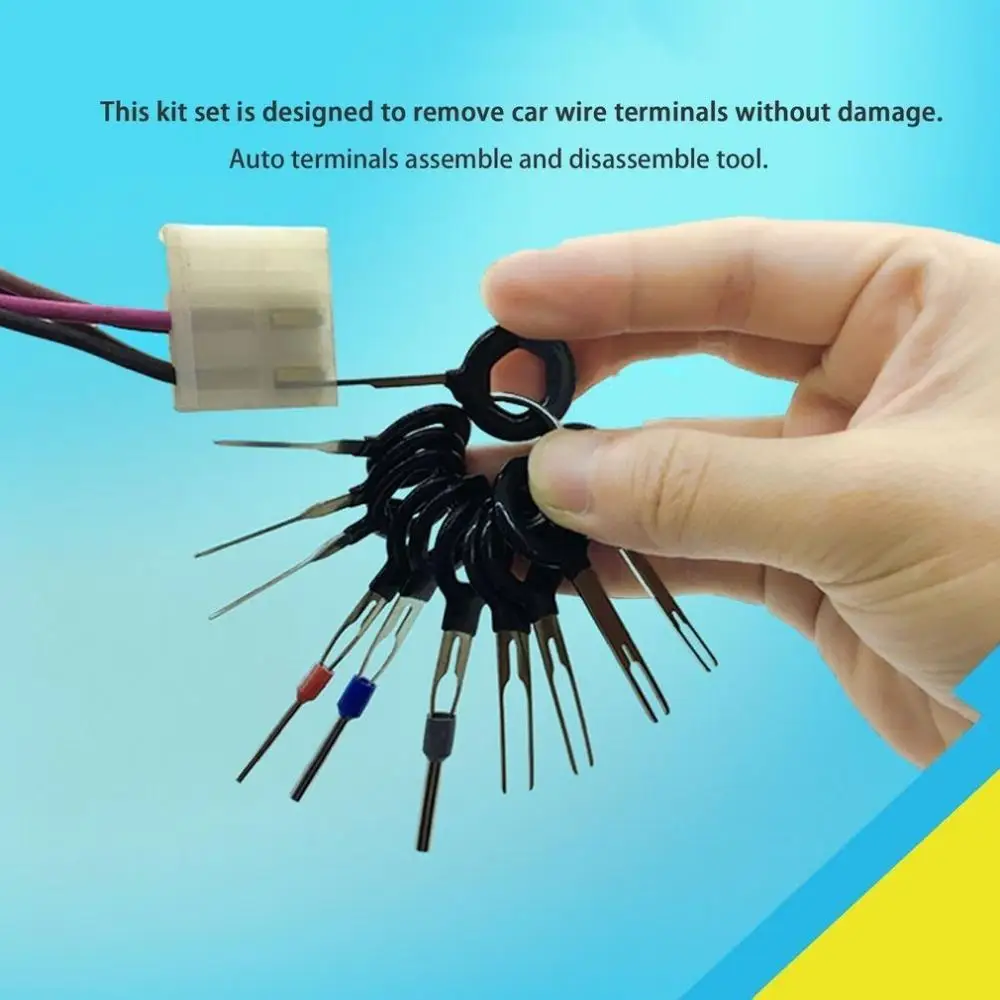Auto Terminals Removal Key Tool Set Car Electrical Wiring Crimp Connector Extractor Puller Release Pin Kit 21//26pcs