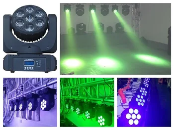 

4 lights+flightcase, 7x12W RGBW 4in1 quad LED Moving Head beam Light stage DMX