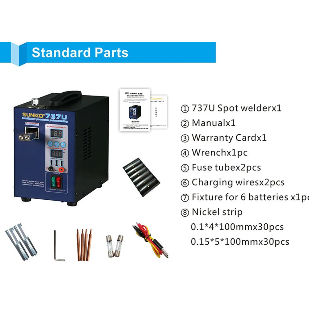 SUNKKO 737U точечная сварочная машина Мини домашняя прецизионная импульсная батарея Портативная зарядка через usb тестирование точечная сварочная машина