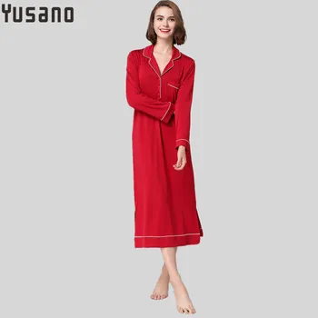 

Nightgown Plus Size Nightgowns Long Sleeve V-neck Turn Down Collar Nightshirt Casual Home Dress Sleepwear Sleep Dress Nightdress