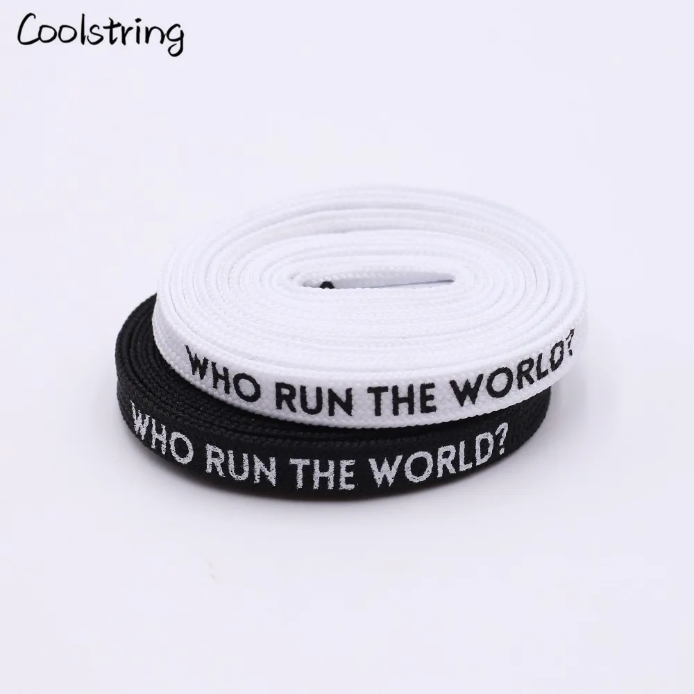 Coolstring New 0.7cm Printing Shoelaces Double-sided Printed Flat Sneakers Basketball Shoestring Canvas Black White Shoes Laces