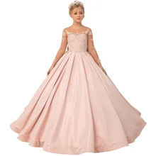 Pink Little Girls Pageant Dresses First Communion Kids Evening Ball Gowns Robe Mariage Enfant Fille Birthday Flower Girl Dresses 2018 new kids summer frocks girls dress baby robe fille toddler princess lace dresses children robe mariage enfant ball gowns