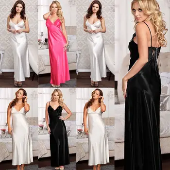 

New Fashion Women's Lace Patchwork Sleepwear V-Neck Nightdress Lingerie Night Dress