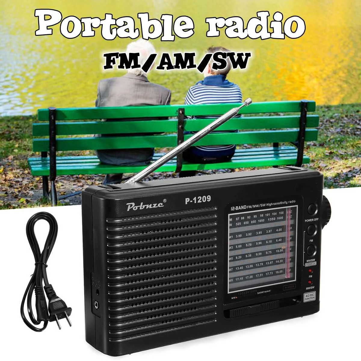 

Portable Full World Bands Radio AM FM SW Receiver Speaker Telescopic Antenna Jack Radio Recorder