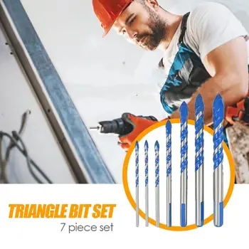 

7pcs/set Triangle Drill Bits Concrete Tile Wall Hole Saw Drilling Tools Ceramic Metal Drill Bit DIY Wall Hole Saw Drilling Tool