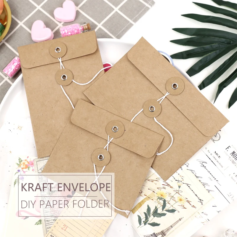 

MyPretties 6PCs DIY Envelopes Kraft Paper Closure Folder Bag in Planner TN Traveler Collecting Tools Decoration Accessory