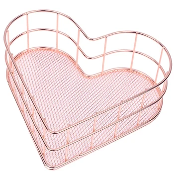 

Nordic Simplicity Style Metal Heart-Shaped Iron Storage Basket Holder Cosmetic Sundries Fruit Basket Organizer