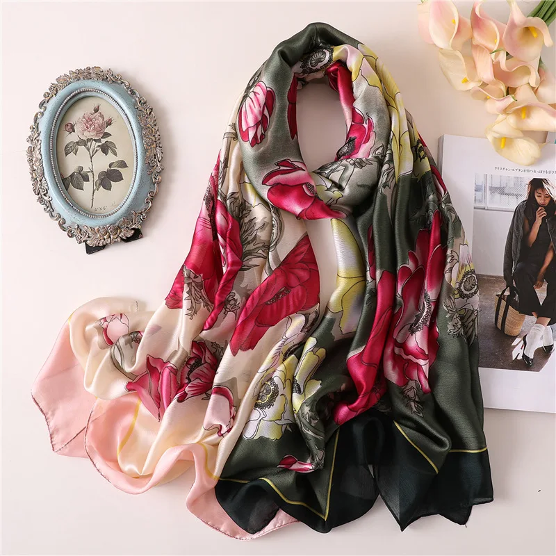 

Long printed silk scarf silk scarf Ms. scarf winter warm scarf