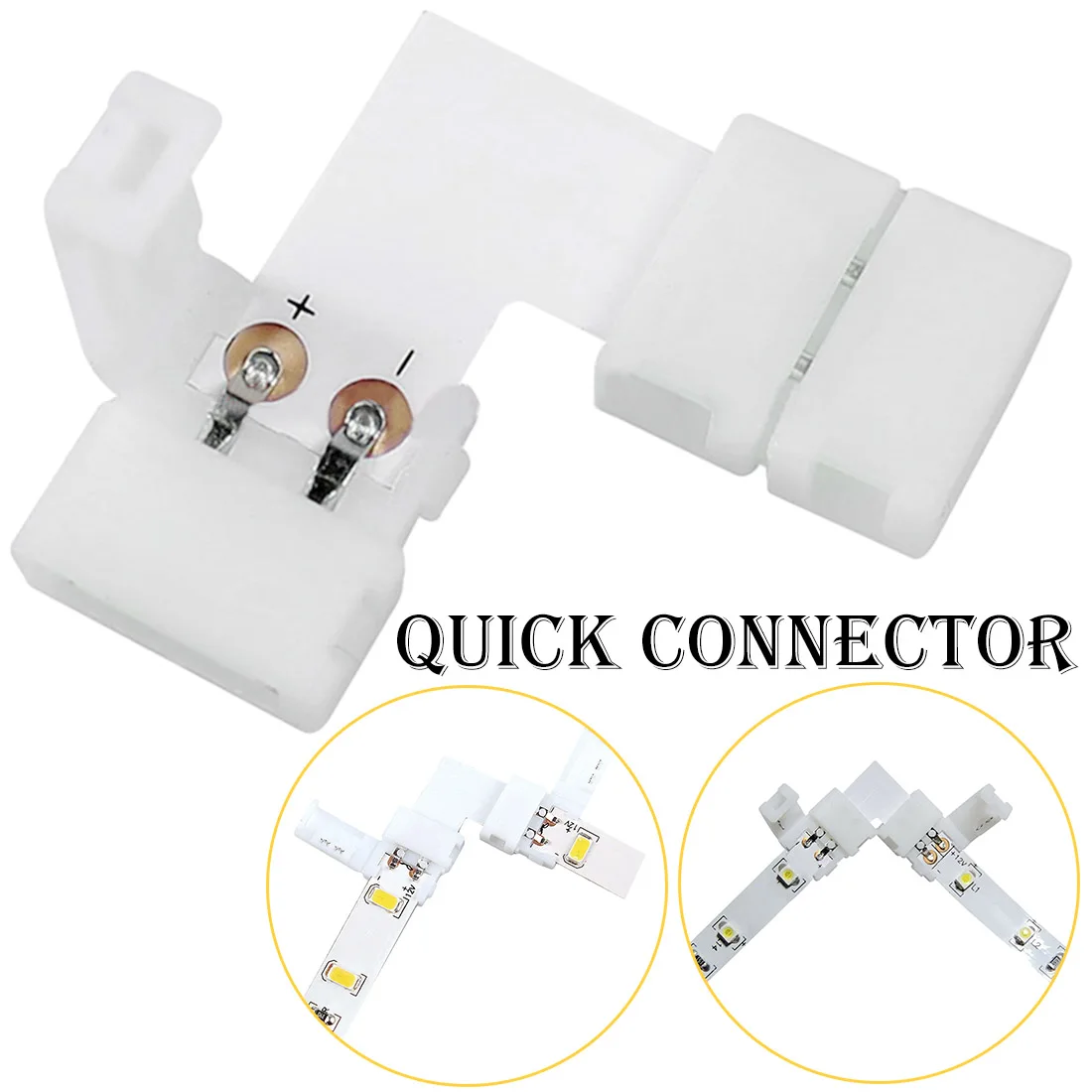 

Connectors 10mm 2 Pin L Corner Angle Color LED Strip Connector PCB Free Welding For SMD 5050 LED Strip Lights