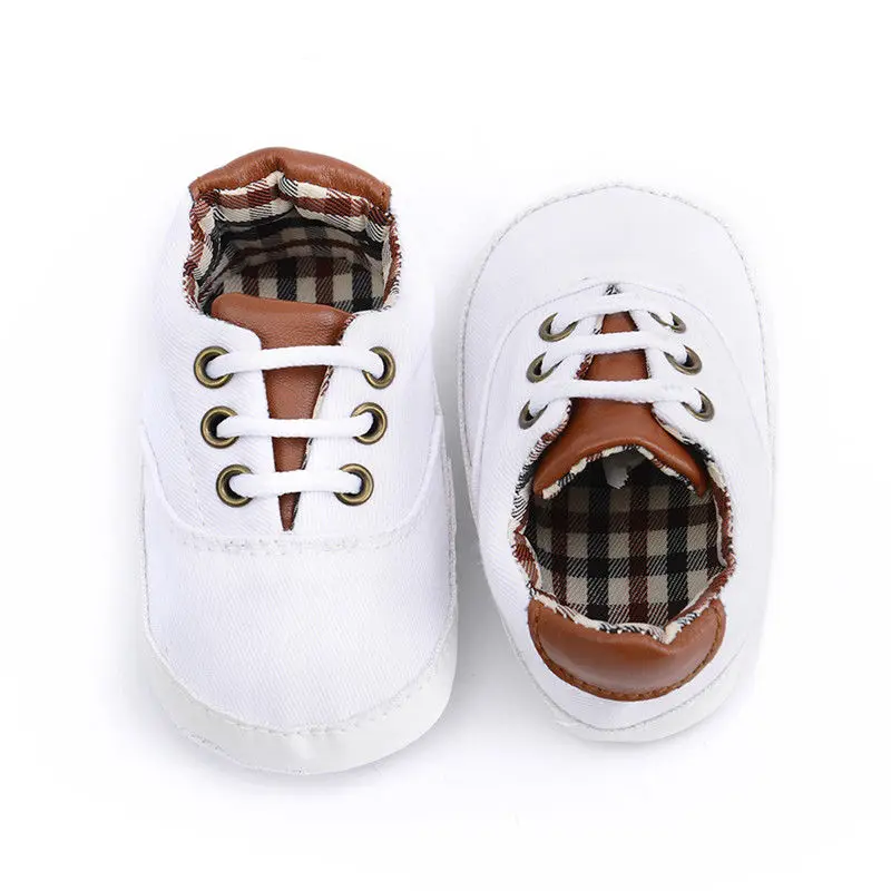 Baby Boy Blue Plaid Soft Sole Pram Shoes Trainers Newborn to 18 Month Shoes 5 Colors