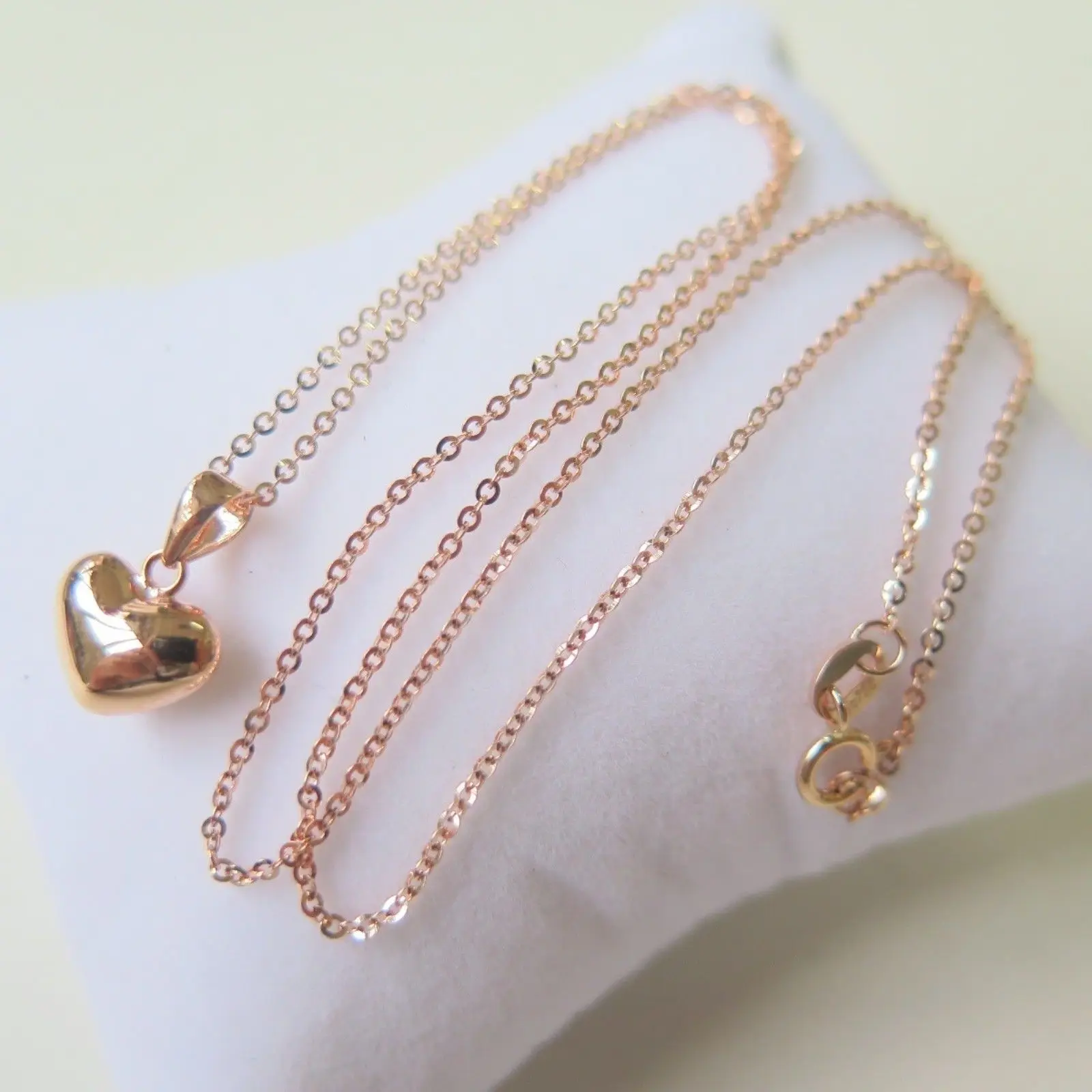 

Pure Au750 18K Rose Gold Women Love Heart O Link Chain Necklace/ 2.02g