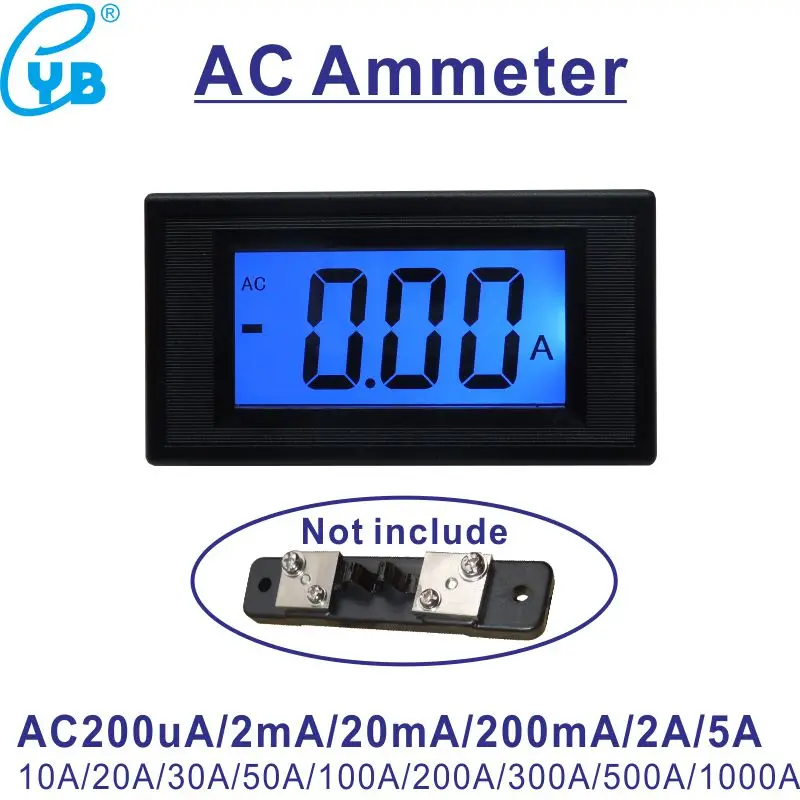 YB5135D Амперметр измеритель тока AC 200mA 2A 10A 50A 100A 200A 300A 500A ЖК цифровой индикатор