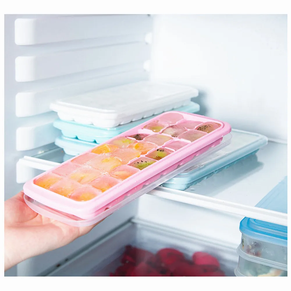 

24 Grids With cover Ice Maker Mold Square Shape Silicone Ice Tray Fruit Bar Popsicle Ice Cream Tools Kitchen Accessories