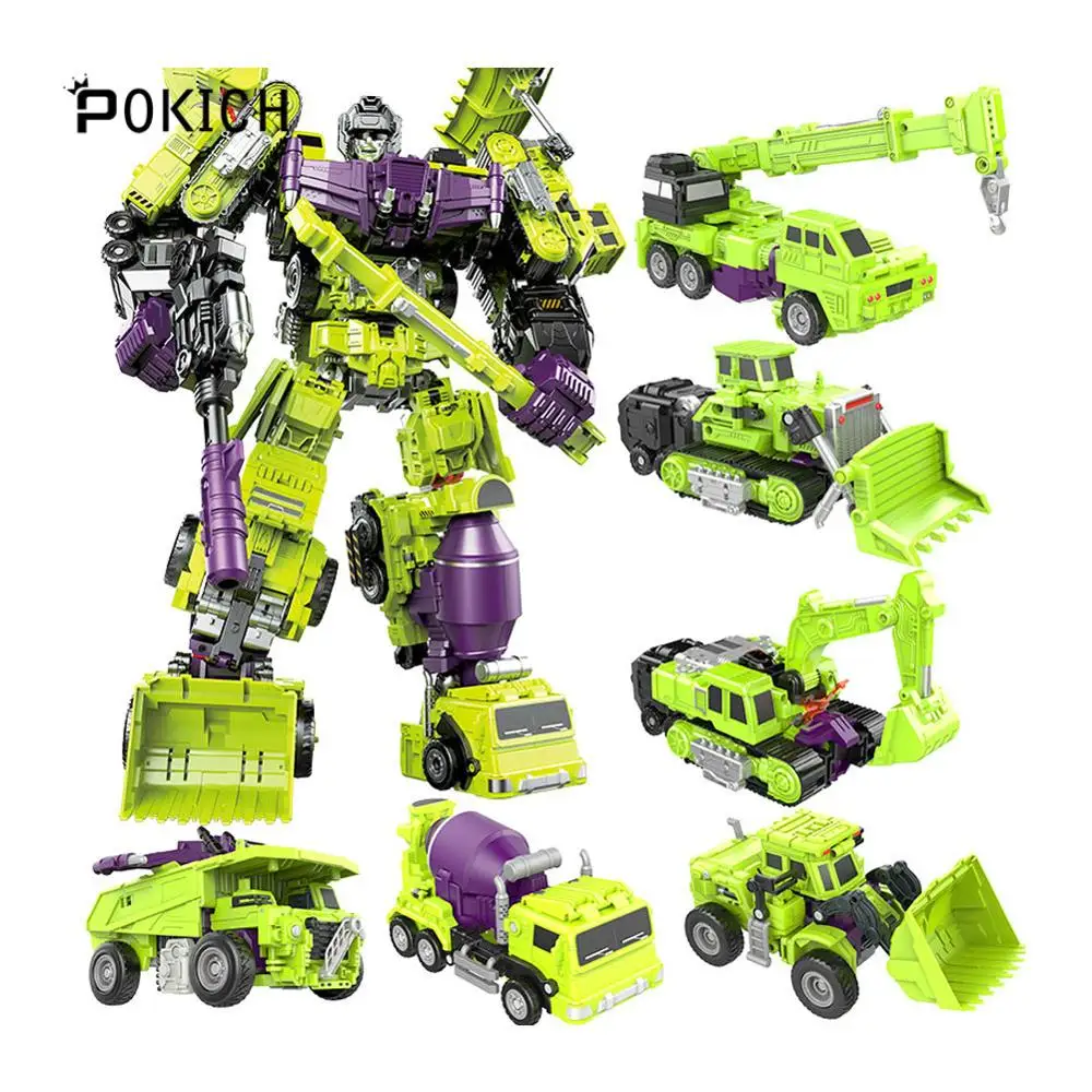

Pokich Devastator Transformation G1 GT Oversize 6IN1 Bonecrusher Scrapper Gravity Mixmaster Hook KO Action Figure Robot Toys