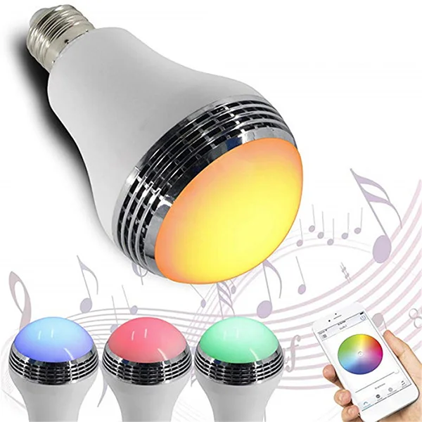 

E27 Smart Bluetooth Speaker Bulb Lamp Dimmable E27 LED Wireless Music Bulb Light Color Changing via WiFi App Control