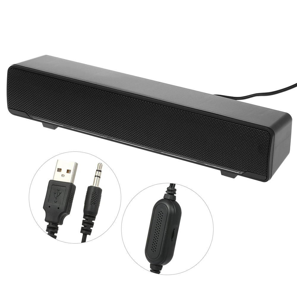 

V-196 USB Wired Computer Speaker Bar Stereo Subwoofer Powerful Music Player Bass Surround Sound Box 3.5mm Audio Input for PC MP3