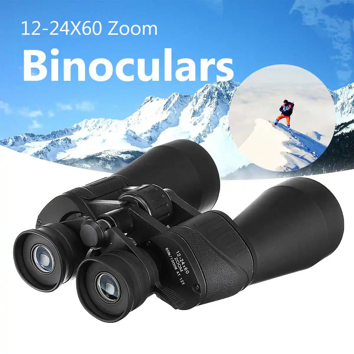 12-24X60 التكبير Bak-7 بريزم للماء HD البصرية تلسكوب مجهر للرؤية الليلية للتكبير السفر التخييم المشي لمسافات طويلة الصيد