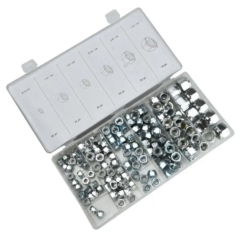 

150pcs/Box Steel Hex Nuts Screw Metric Thread Hexagonal Nylon Lock Nuts Locknut Slip Screw Spacer Assortment