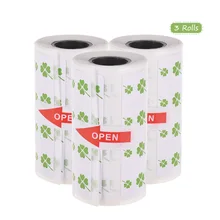 Мультипликационные прямые термоэтикетки в рулоне 57*30 мм(2,17* 1.18in), крепкая клейкая наклейка, прозрачная печать для принтера PeriPage A6, 3 рулона