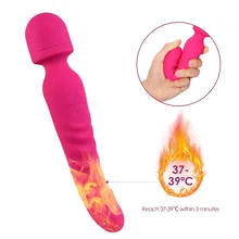bombomda women Double Vibrator Heating AV Wand Vibrator Massager Waterproof Soft Dildo Vibrator G Spot Clitoris Stimulator