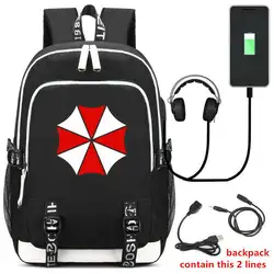 Горячая игра житель зла рюкзак с usb-портом школьные компьютер посылка Путешествия плеча ноутбук сумки